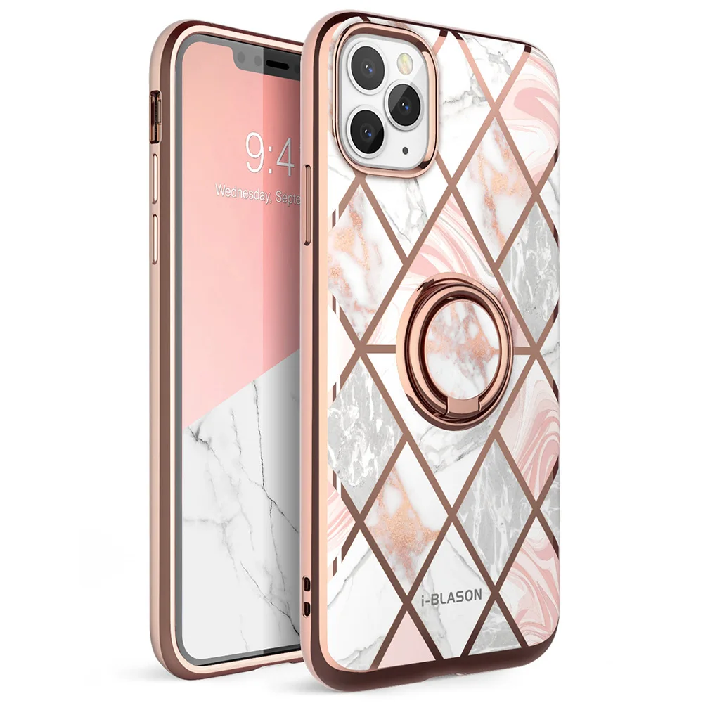 Флейта для iPhone 11 Pro Max (2019 мраморный чехол Cosmo с встроенным вращающимся кольцом