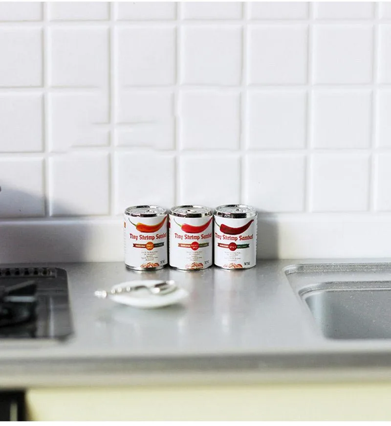 NEW 3PCS/Lot Mini Chilli Sauce Cans 1:12 Miniature Dollhouse Food Pretend Play Blyth BJD OB11 Doll Accessories