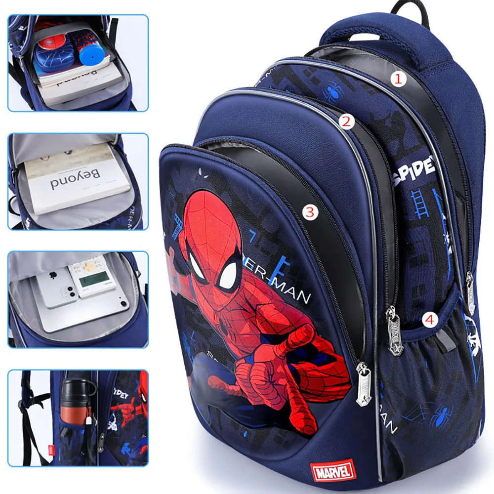 2021 New Disney Schoolbag Primary School Girls Boys Spider-Man Iron Man Children Captain America Printed Pattern School Backpack