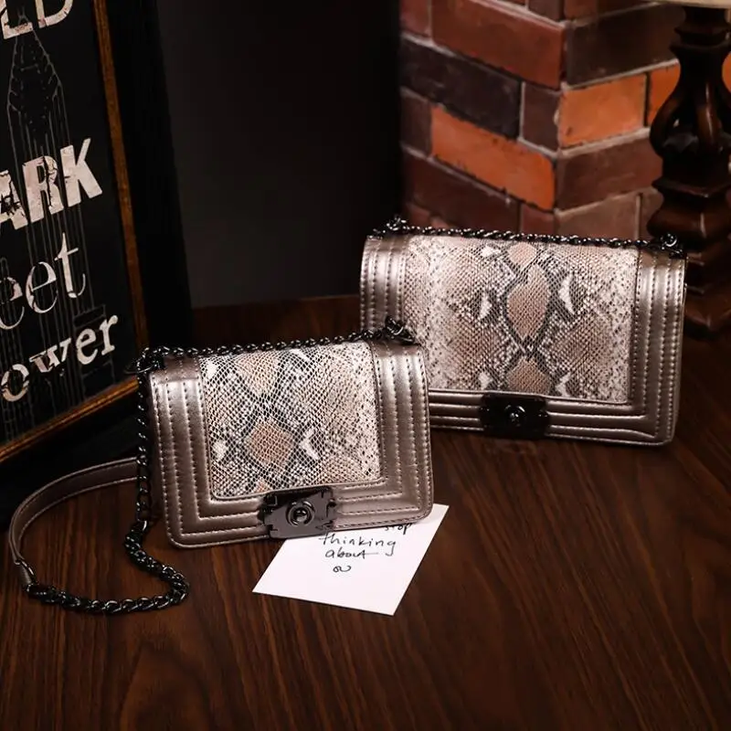 

bolsa feminina chain crossbody bags for women 2019 luxury handbags women bags designer Snake skin women bag Girls Shoulder bags