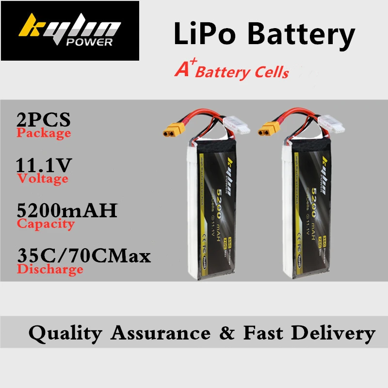 

2PCS Lipo Battery 3S 11.1V 5200mAh 35C/70CMax For RC Drones Quadcopter Airplane Multicopter Helicopter high rate Lithium Battery