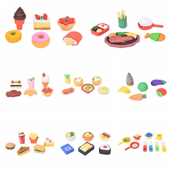 

5 or 6pcs/set french Dessert Ice Cream Circle Bread Malone Eraser/removable Rubber Polishing/erasers kawaii pencil Food eraser