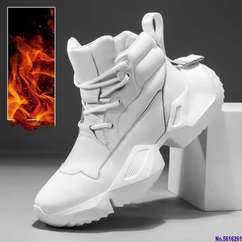 

winter boots for men Cowhide Split Leather warm fur plush Hombre shoes Motorcycle Riding Hunting Military combat sneakers
