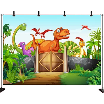 

Acejoker Cartoon Dinosaur Birthday Backdrop Party Banner Baby Shower Photography Vinyl Background Decoration Photo Studio Prop