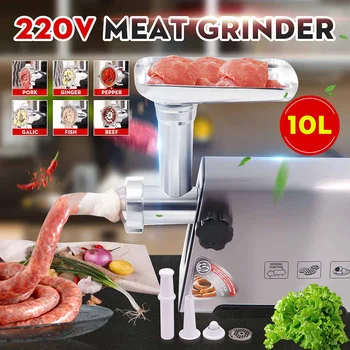 

Upgraded 10L 3-grade Adjustable Electric Meat Grinder Sausage Maker Stainless Steel Food Grinding Cutter Stuffer Mincer Slicer