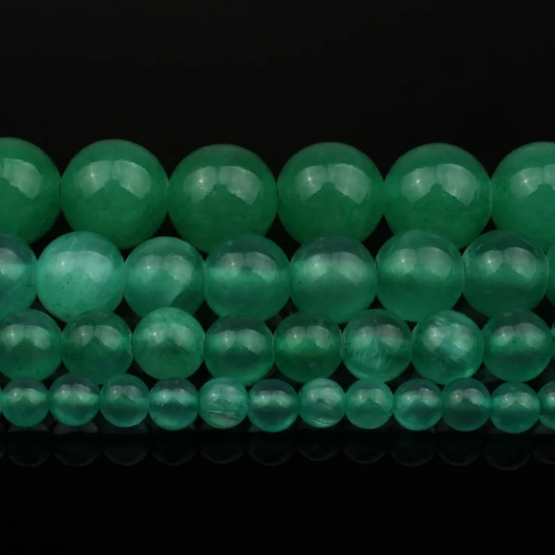 Зеленый нефритовый Натуральный камень бусины для изготовления браслетов Цепочки и ожерелья Круглый Свободные рукоделие бусины для изготовления ювелирных изделий, 4 6 8 10 мм 15 ''