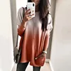 O-neck Long Sleeve Gradient Color Loose Casual T Shirt  Women 2022 Autumn Pocket Long Tops Plus Size Woman Tshirts T-shirt ► Photo 2/6