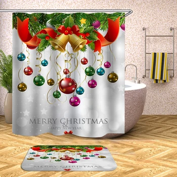 

christmas ball shower curtains waterproof fabric bathroom curtain shower home decoration
