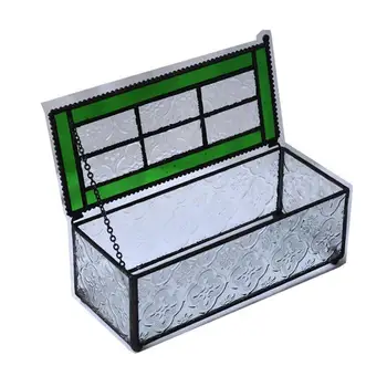 

1pc Jewelry Box Glass Simple European Style Jewelry Earrings Rings Container Storage Case Desktop Organizer Display Box