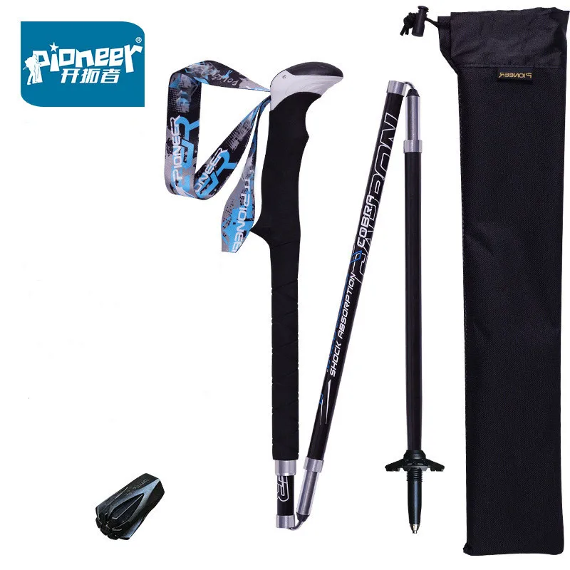 Bastoncini Da Trekking Pieghevoli Portatili Pioneer In Fibra Di Carbonio Quick Lock Compatto Pieghevole Turismo Trail Running Walking Sticks 1 Paio