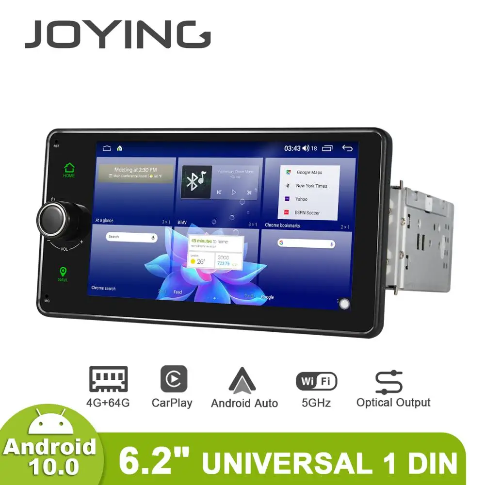 JOYING Car Radio 1din 6 2 &quotAndroid 10 4 Гб 64 авто радио Универсальный головное устройство скотч