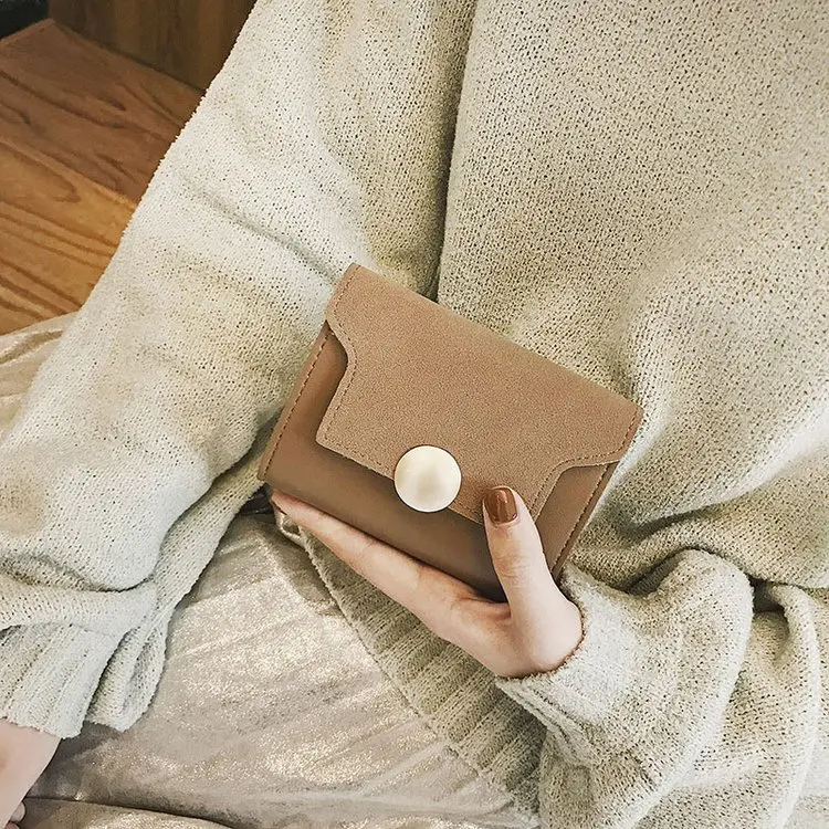 

2018 New Style Dull Polish Wallet Women's Short Three Folding Fashion Simple Leather Wallet Korean-style Mini Wallet Fashion