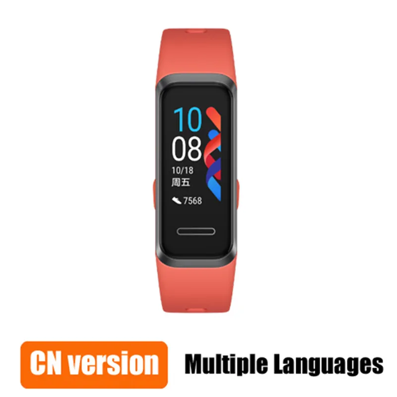 Band 4 Orange Смарт-часы huawei Band 4, 0,96 дюйма, смарт-браслет, контроль музыки, пульсометр, монитор здоровья, новые часы, циферблат, USB разъем, зарядка, браслет - Цвет: Band 4 Orange