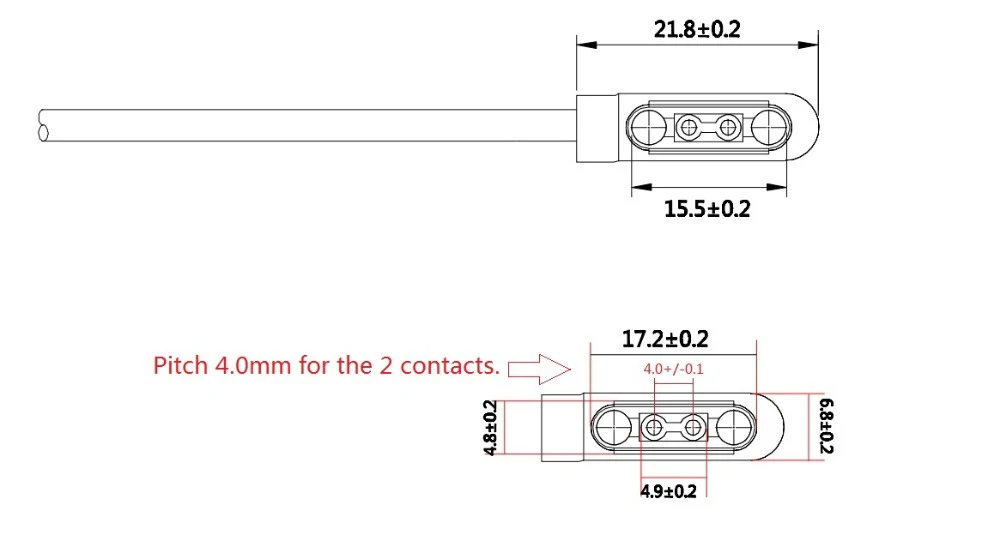 1 pcs Charging cable magnetic Pogo Pin Connector 2 Pin 4.0 mm Pitch Adapter USB A Connector Male 60 cm Length Magnet charge