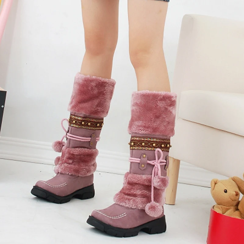 1 пара; женские зимние ботинки; Плюшевые Нескользящие теплые дышащие зимние вечерние ботинки; YA88 - Цвет: Purple