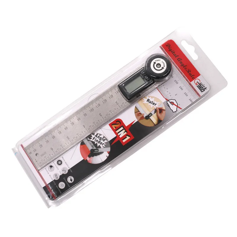  2 In 1 Digital Stainless Steel Angle Finder Meter Protractor with Moving Blade Ruler Stainless stee