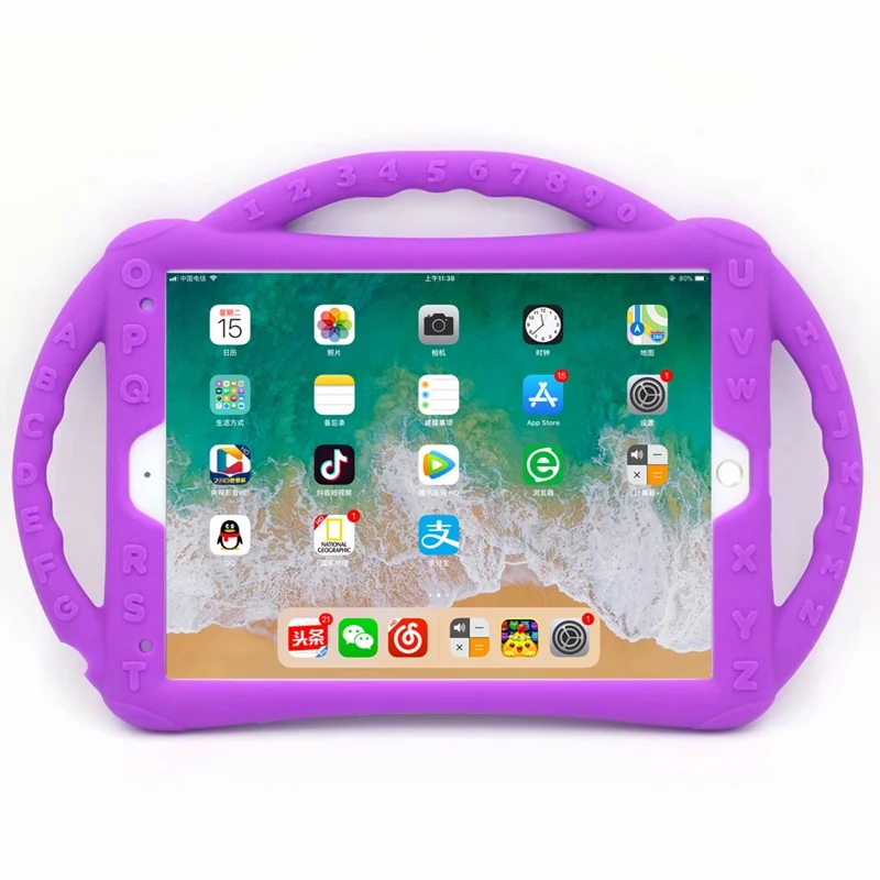 Фиолетовый Чехол для iPad 10,2 детский безопасный противоударный ручной полностью силиконовый чехол-подставка для планшета для Apple iPad 7 7 10,2 дюймов Чехол - Цвет: Фиолетовый
