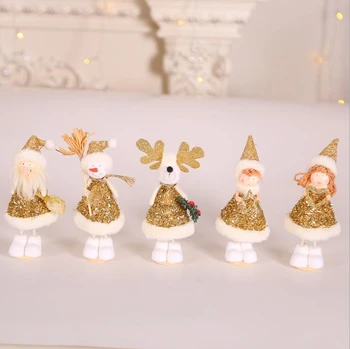 

1PC Christmas Gold Santa Claus &Snowman&Angel Bling Pendants Xmas Tree Ornaments DIY Kids Gift Home Christmas Party Decoration