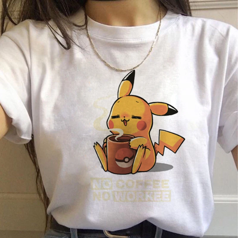 Футболки Pokemon Go Harajuku для женщин, кавайный Пикачу, забавная футболка с героями мультфильмов, 90 s, милая Футболка с принтом, модный топ-безрукавка в уличном стиле для женщин