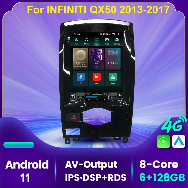 Автомобильный мультимедийный плеер 9 7 дюйма 6 + 128G Android 11 DSP RDS GPS для Infiniti QX50 2013-2017