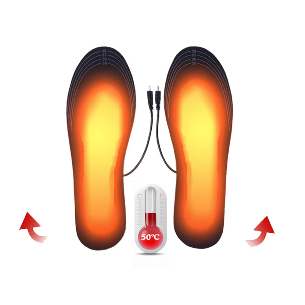 1 пара многоразовые моющиеся стельки с подогревом USB, теплые стельки для ног с электрическим подогревом, теплые зимние стельки для обуви