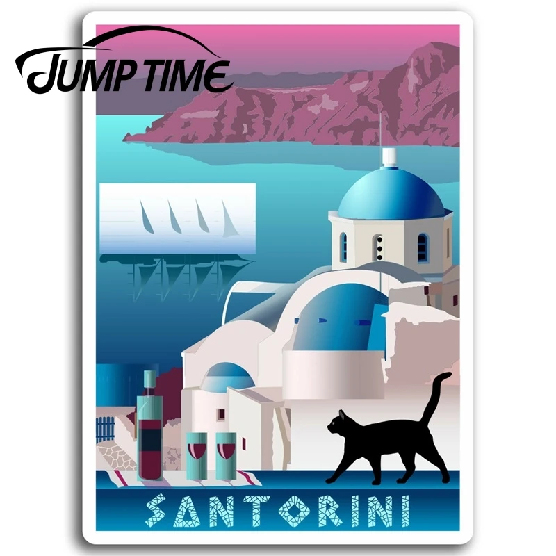 

Jump Time for Santorini Greece Vinyl Stickers Aegean Sticker Laptop Luggage Truck Window Bumper Decal Waterproof Accessories