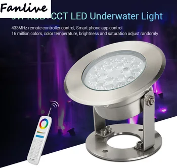 

5pcs 9W RGB+CCT LED Pool Light Dimmable 600LM LED Underwater Light,DC12V/DC12-24V LED Swimming pool l