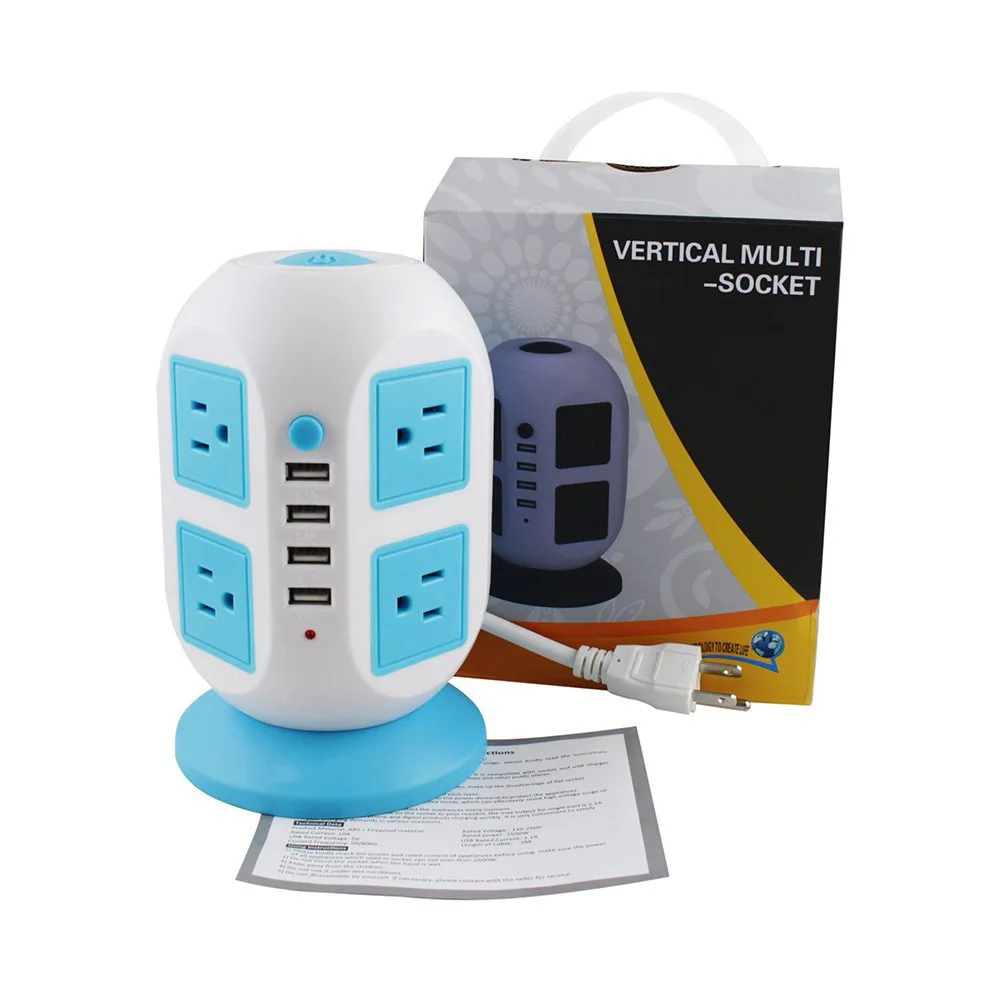 

Cross Border Electricity Supplier Hot Selling US Standard Vertical Type Smart USB Socket Multi-functional USB Charger Socket Eig