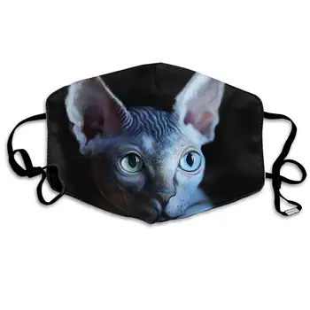 

Unisex Breathable Cool Sphynx Cat Black Mouth Mask, Adjustable Earloop Anti Dust Pollution Face Mask for Running Cycling