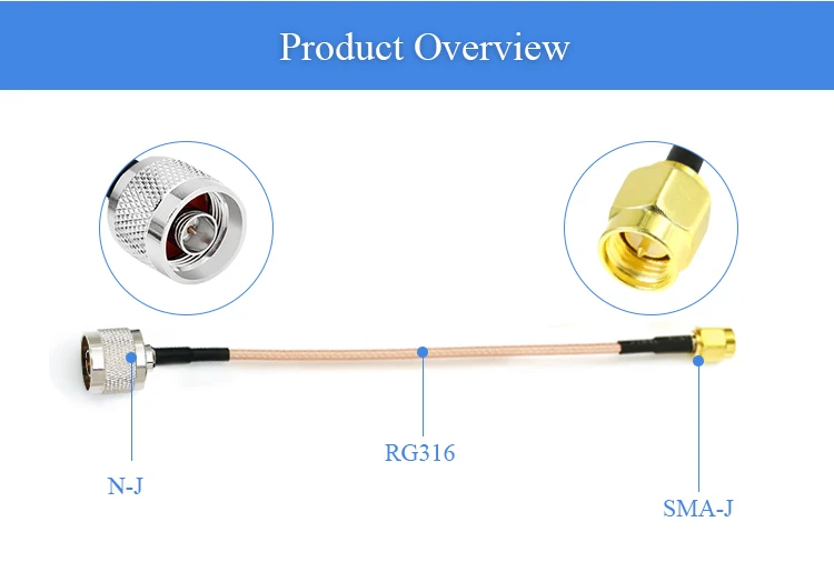 Удлинительный кабель для антенного разъема с N штекером и SMA-J адаптером RG316