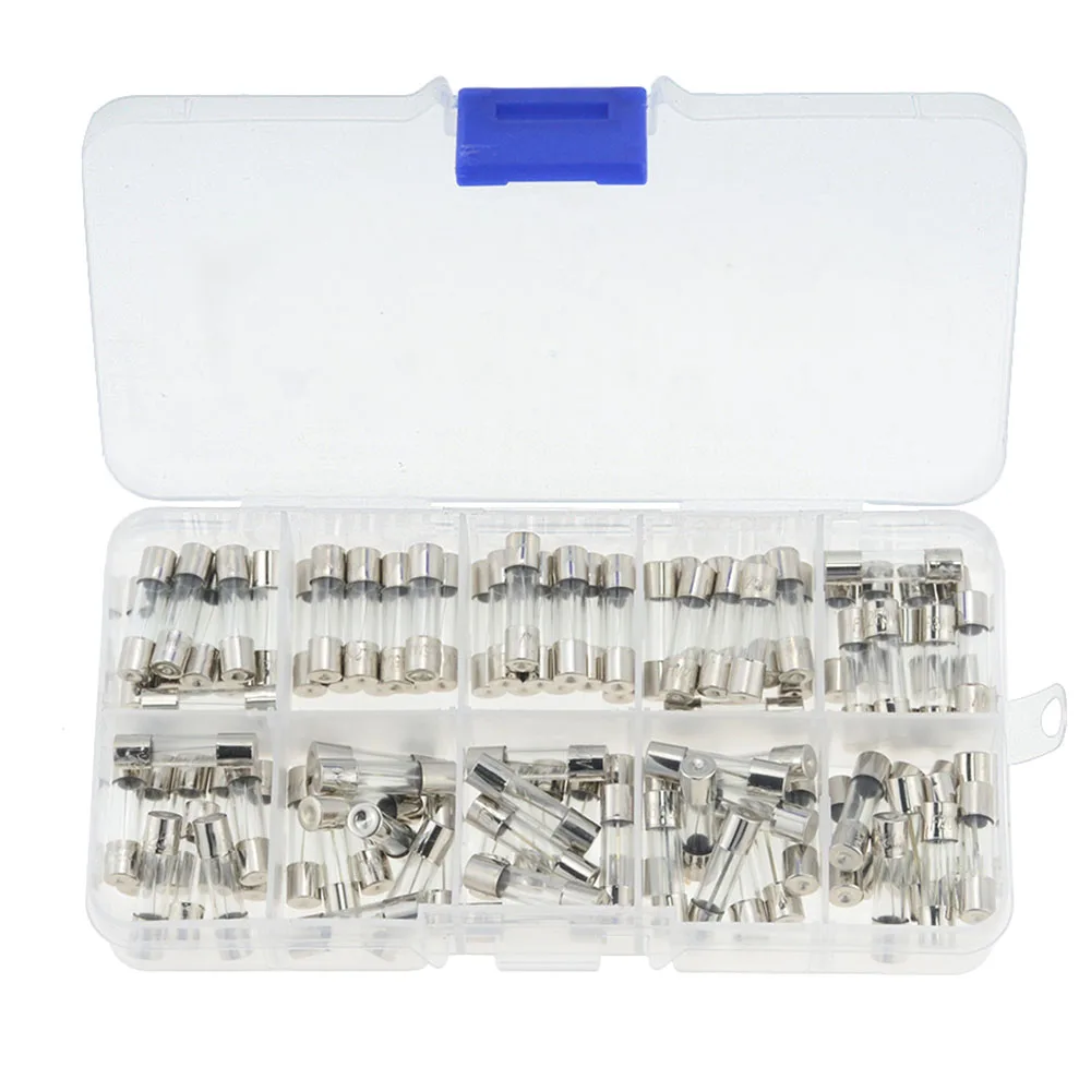 

100PCS Set 0.2A-20A 5x20mm Quick Blow Glass Tube Fuse Assorted Kits Fast-blow Glass Fuses 5*20mm 250V