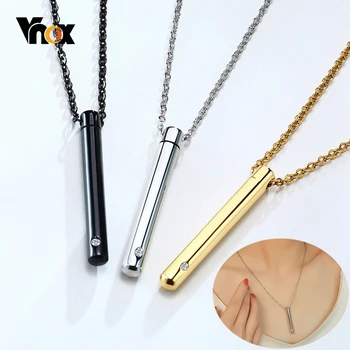

Vnox Women's Cremation Urn Necklaces for Men Stainless Steel Vertical Cylinder Bar Memorial Keepsake Gifts Jewelry