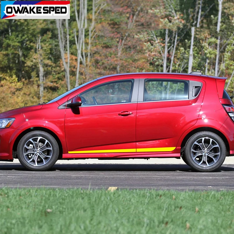 Carbon Fiber Sport Stripes Car Door Side Skirt Sticker Auto Body Racing Styling Vinyl Decals Accessories For-Chevrolet Sonic (1)