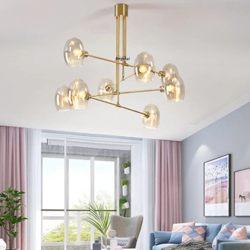 

Nordic Retro LED Glass Chandelier Lighting Postmodern Indoor Living Room Bedroom Lamp Restaurant Cafe Loft Decor Light Fixtures