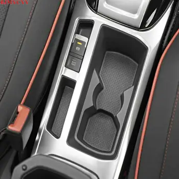 

BJMYCYY Car interior trim refitted with stainless steel decorative water cup frame For Volkswagen T-ROC T ROC 2018 Accessories