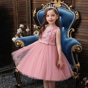 

Beaded Tulle Puffy Kids Party Dresses for Girls Clothing Flowers Girl Dress For Girls Formal Costumes Children Wedding Dress
