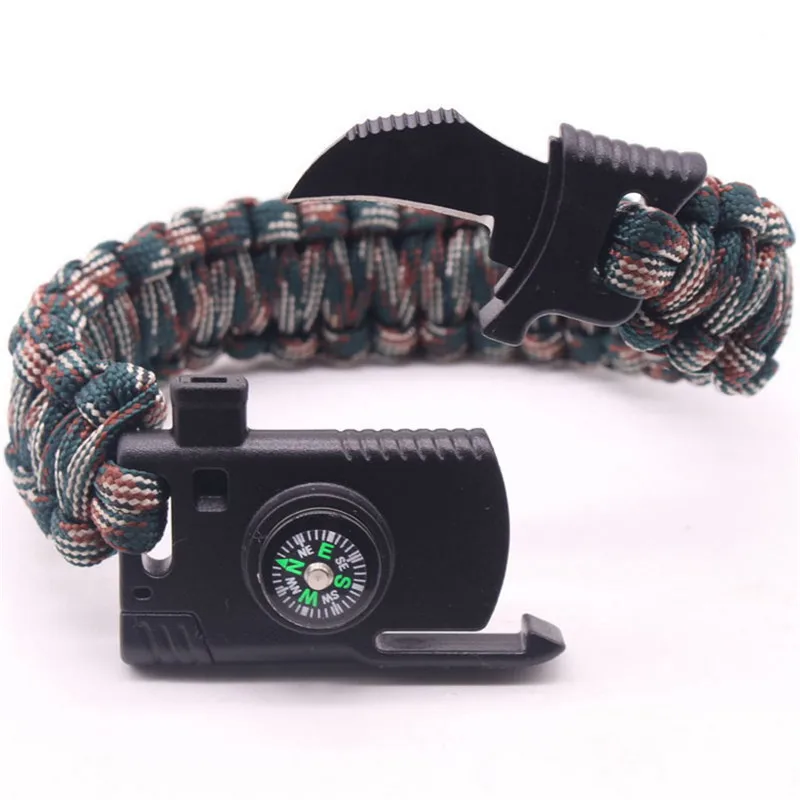 MKENDN Men Multi-function Paracord Survival Bracelet Outdoor Camping Rescue Emergency Rope Bracelets with Knife For Women
