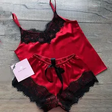 Женская атласная Шелковая пижама с бантом, ночная рубашка, женское нижнее белье, камзол шорты с бантом, комплект нижнего белья, атласная пижама