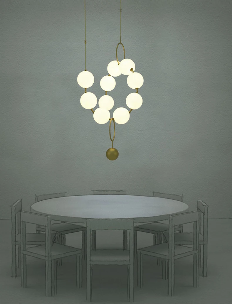 Скандинавское ожерелье со стеклянным шариком, подвесные светильники, креативная Подвесная лампа, роскошная, сделай сам, лестница, столовая, стеклянная промышленная лампа, блеск