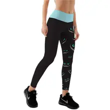 

Elasticity Leggings 2016 Sexy New Leggings Green-eyed smiley Face 3D Print Women High waist Pants Trousers Ropa Mujer