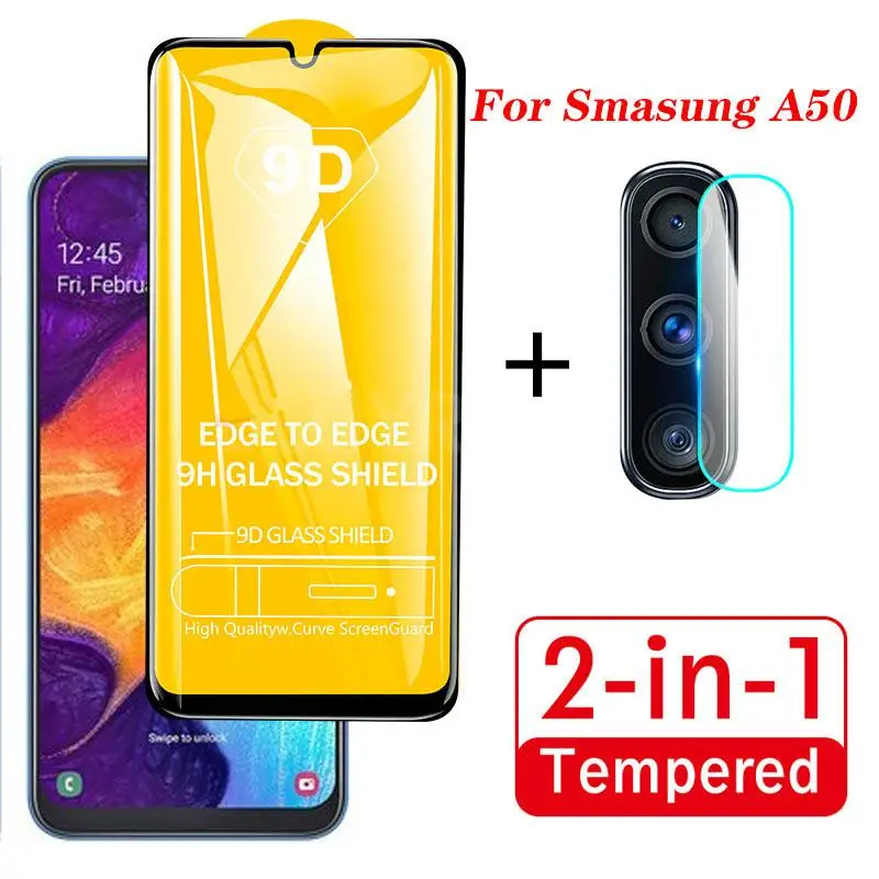2 в 1 9D закаленное Стекло полное покрытие для samsung Galaxy A50 A70 A80 A40 A20E A60 A30 J4 J6 A6 A8 плюс