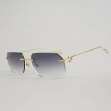 

Vintage New Lens Shape Rimless Sunglasses Men Women Outdoor Gafas Clear Glasses Meal Frame Oculos Shades with Case