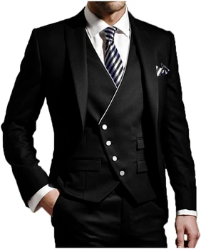 

Men's 3 Pieces Men Dresses Suits Groomsmen Tuxedos Jacket for Wedding Prom Evening Blazers Formal Business Suit Set