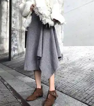 

NiceMix 2019 Women Autumn Winter Long Skirt Asymmetrical Casual Korean Style Fashion Ladies Female Elegant Skirt