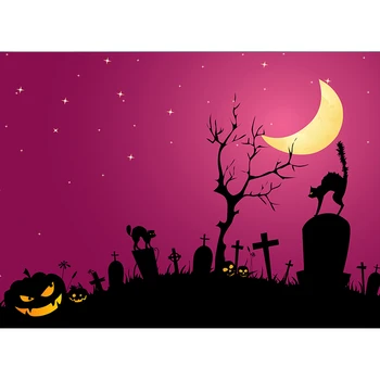 

7x5ft Halloween Backdrop Grimace Pumpkin Photography Background Black Cat Party Supplies Banner Kids Adults Photo Studio Props