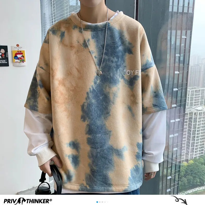 Privathinker Korean Style Tie Dye Printed Men Hoodies 2020 Autumn Fashion Men's Hooded Sweatshirts Colorful Male Hip Hop Tops Privathinker Korean Style Tie Dye Printed Men Hoodies 2020 Autumn Fashion Men's Hooded Sweatshirts Colorful Male Hip Hop Tops