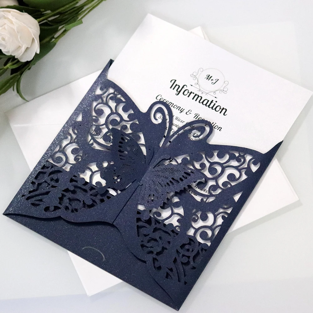  10pcs Wedding Invitations Lace Pattern Cards Laser Cut Paper Cards Announcement Greeting Postcards  - 4.00044E+12