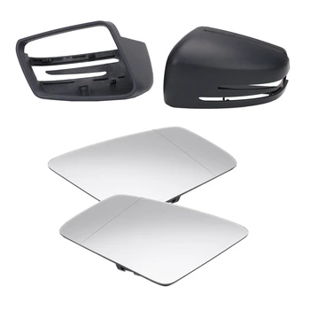 

2 Pair for Mercedes Benz Accessories: 1 Pair Car Door Rear View Mirror Cover Cap & 1 Pair Car Anti Fog Heated Rear View Mirror G