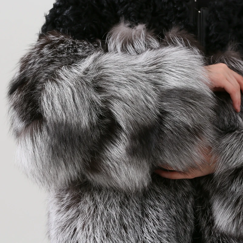 Perfect QIUCHEN  PJ19023 2019 new arrival  real fox fur coat with real sheep fur fashion mode hot sale Free shipping 4