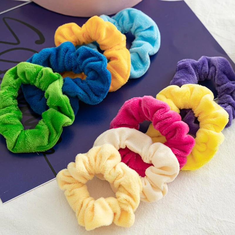 

2021 New Fashion Women Solid Color Stretch Elastic Hair Bands Simple Colorful Rope Bands Protect The Hair 9 Colors Scrunchies